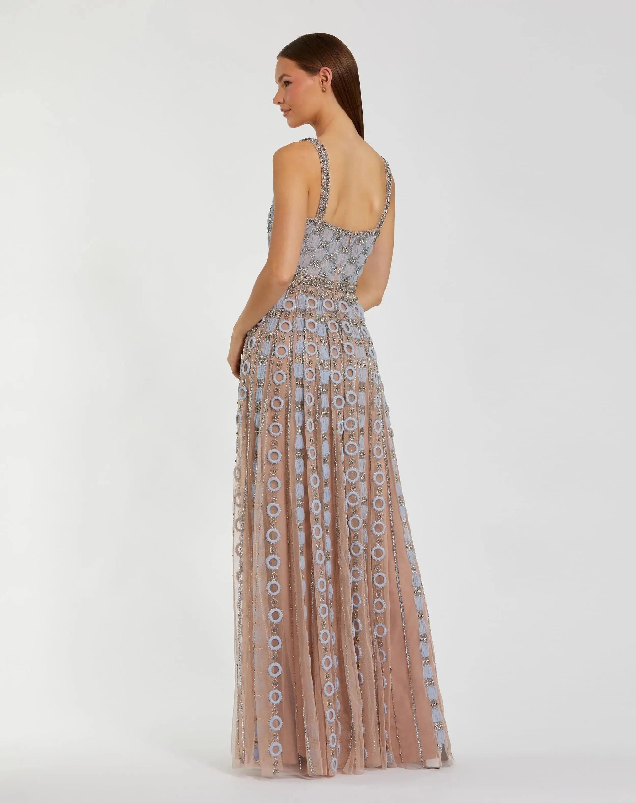 Light Blue Sleeveless Embellished A-line Gown - Image 6