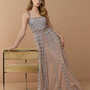 Light Blue Sleeveless Embellished A-line Gown