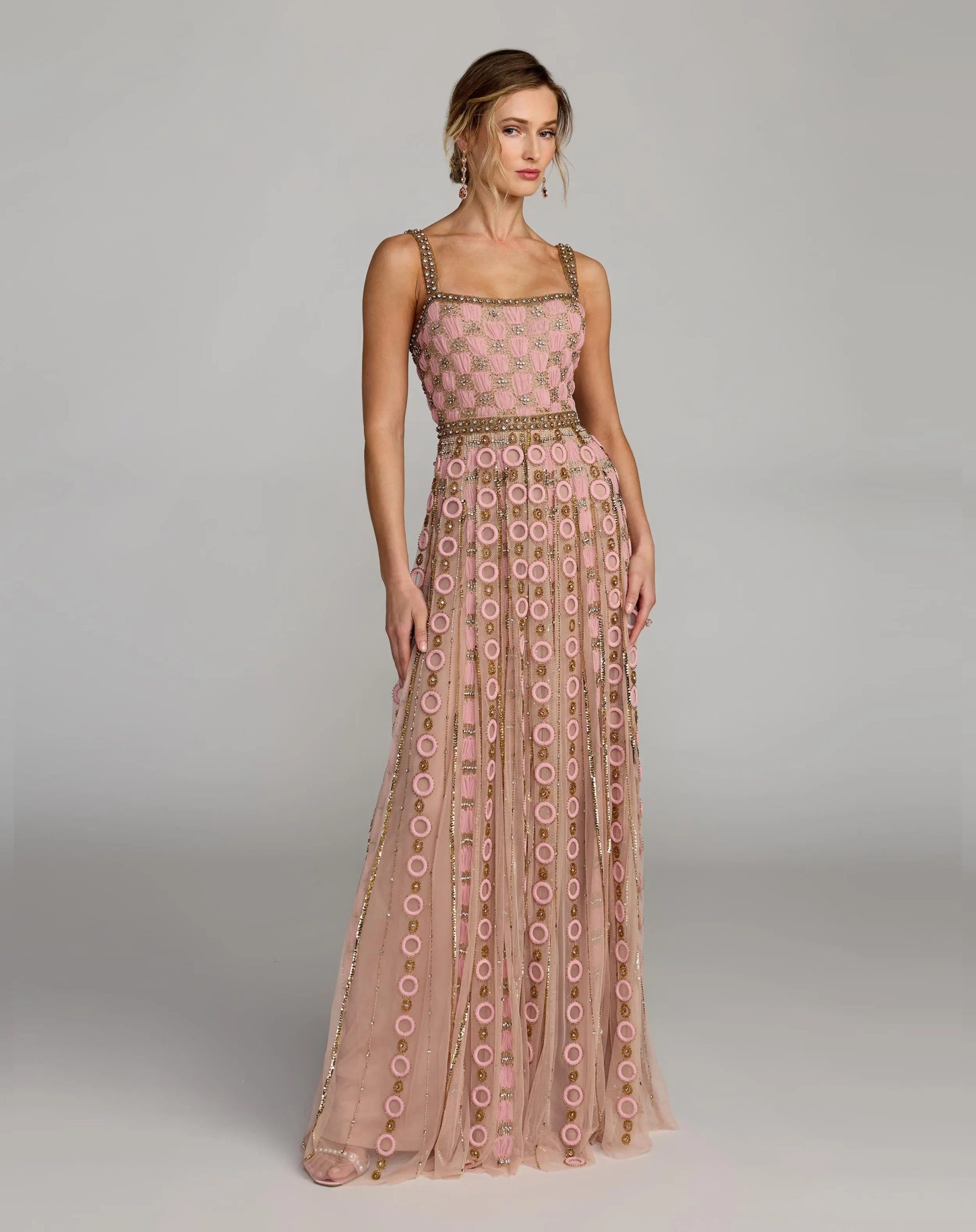 Pink Sleeveless Embellished A-line Gown - Image 4