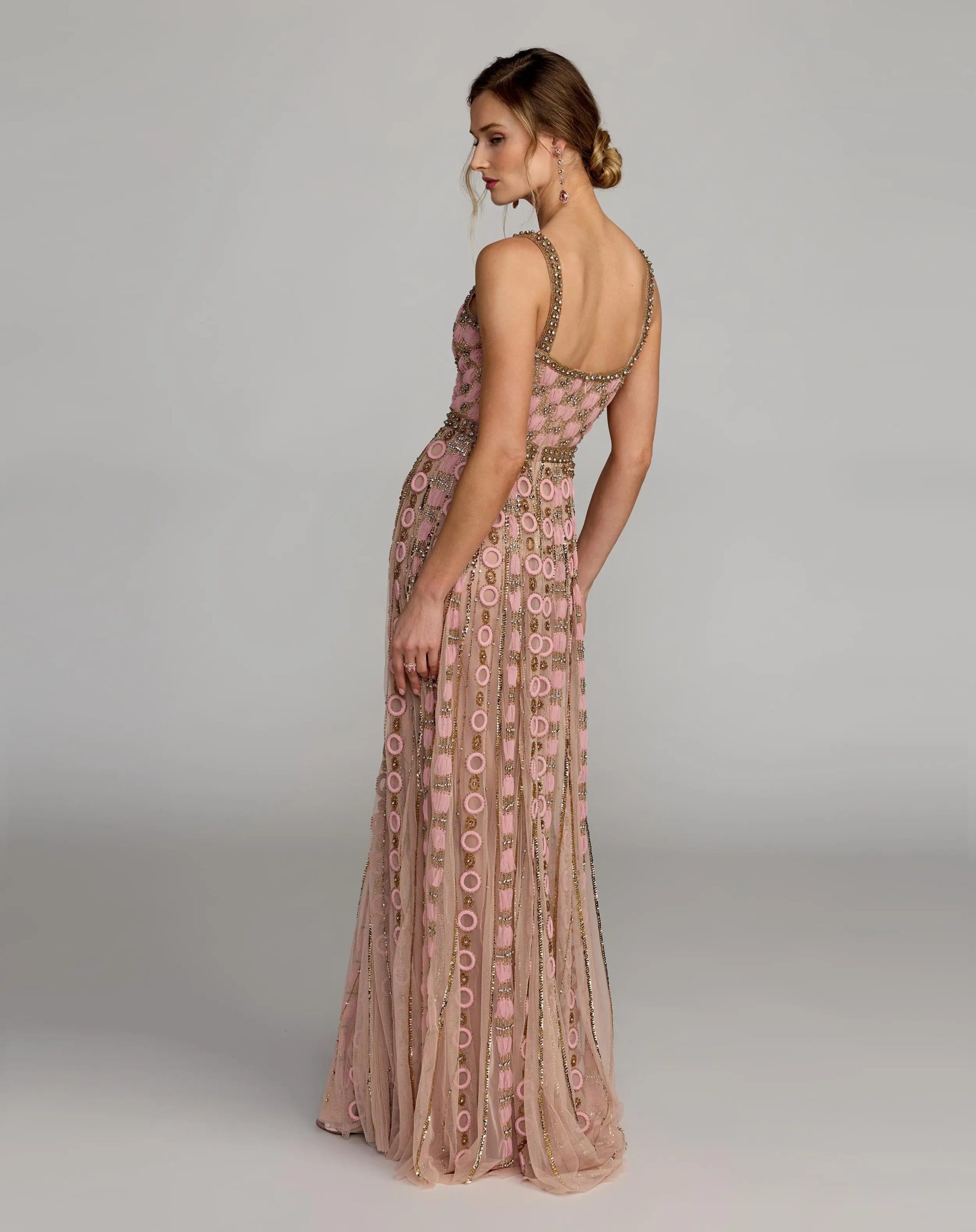 Pink Sleeveless Embellished A-line Gown - Image 7