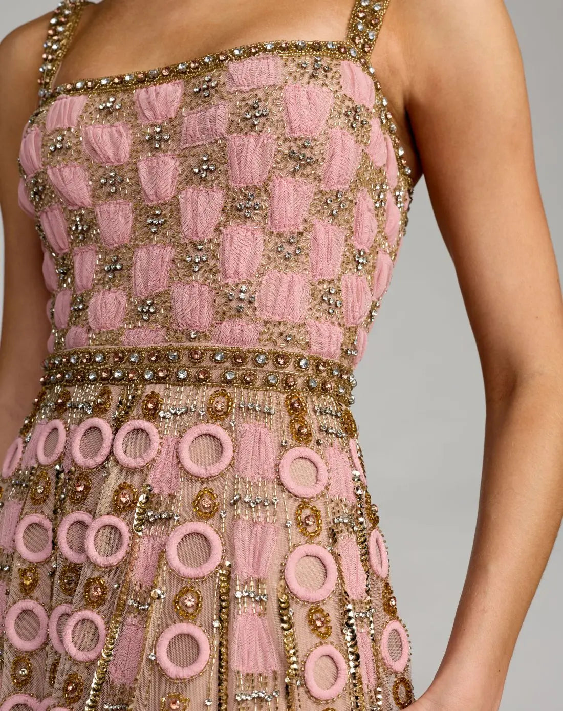 Pink Sleeveless Embellished A-line Gown - Image 6