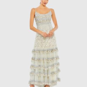 Embellished Scoop Neck Tiered Gown - FINAL SALE