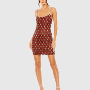 Scoop Neck Embellished Mini Dress