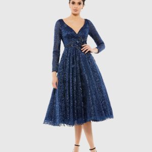 Long Sleeve Tea Length Dress