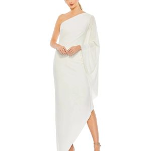 One Shoulder Asymmetrical Hem Flowy Dress