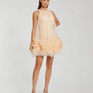 Pink Halter Neck Flowy Petal A Line Mini Dress - FINAL SALE