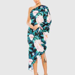 Multicolor Floral One Shoulder Dress