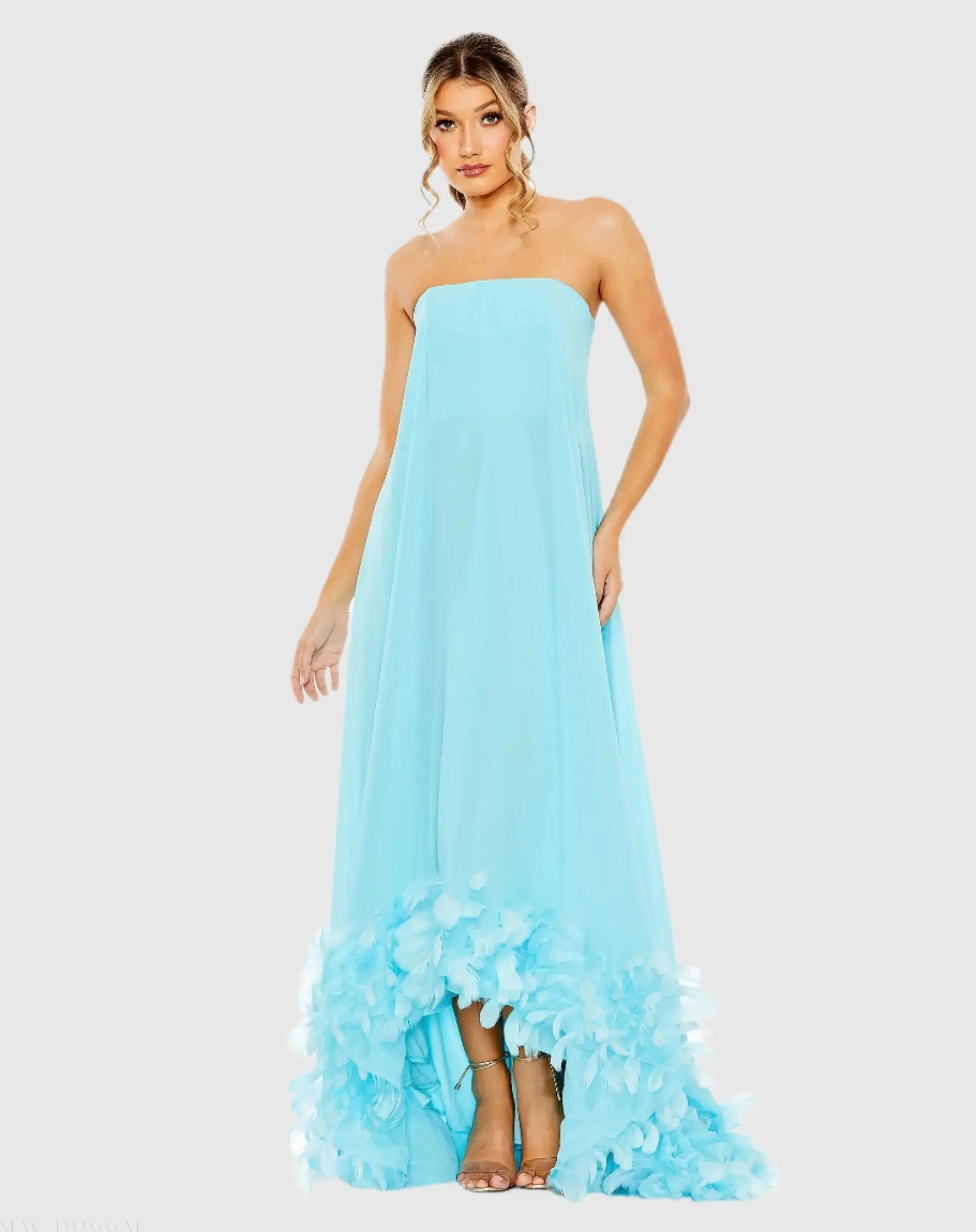 Strapless Flare Feather Hem Gown - Image 3