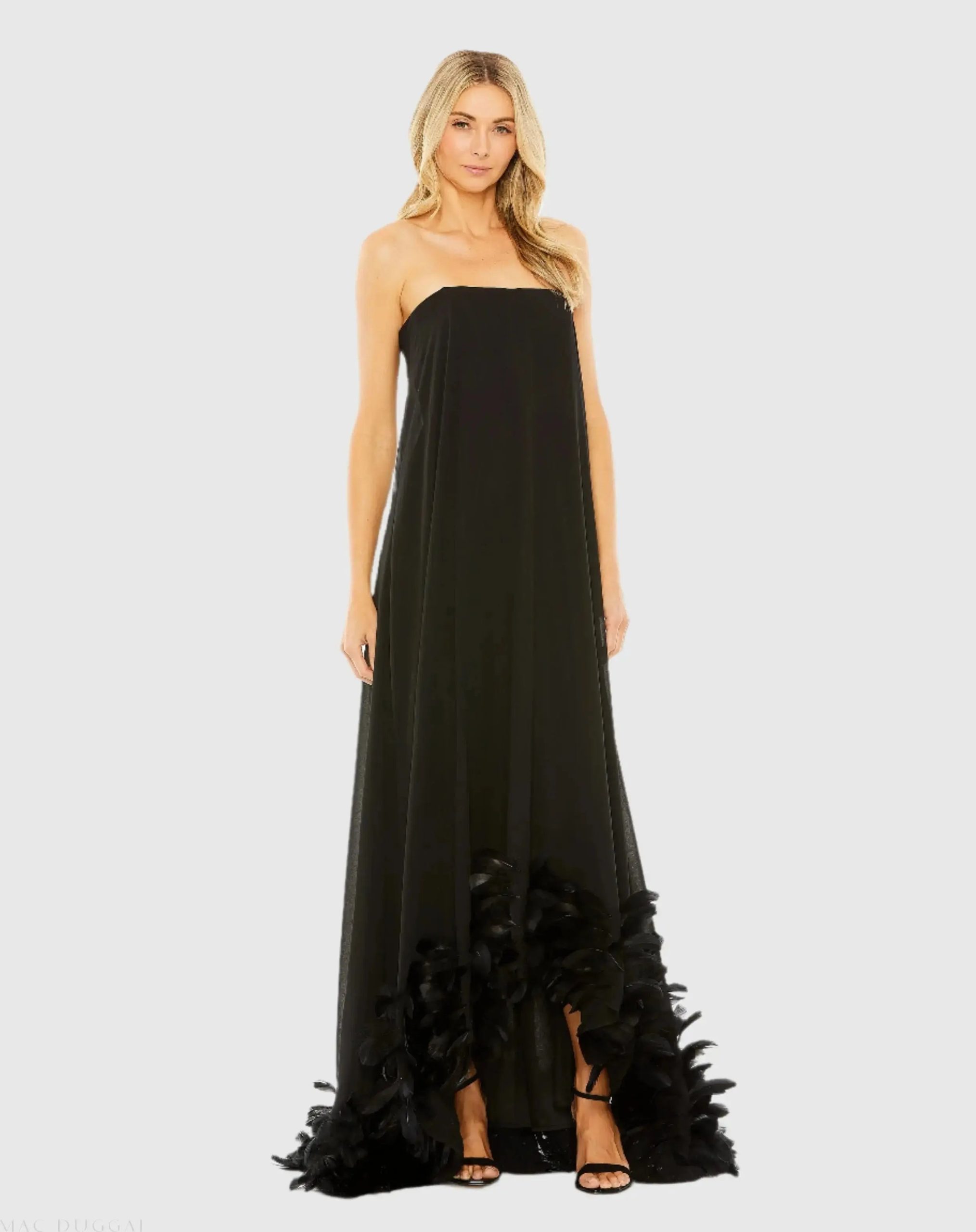 Strapless Flare Feather Hem Gown - Image 2