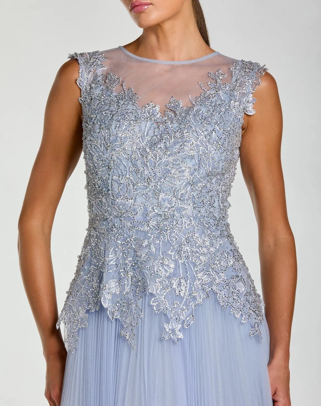 Purple Sleeveless Embellished Bodice A-Line Gown - Image 2