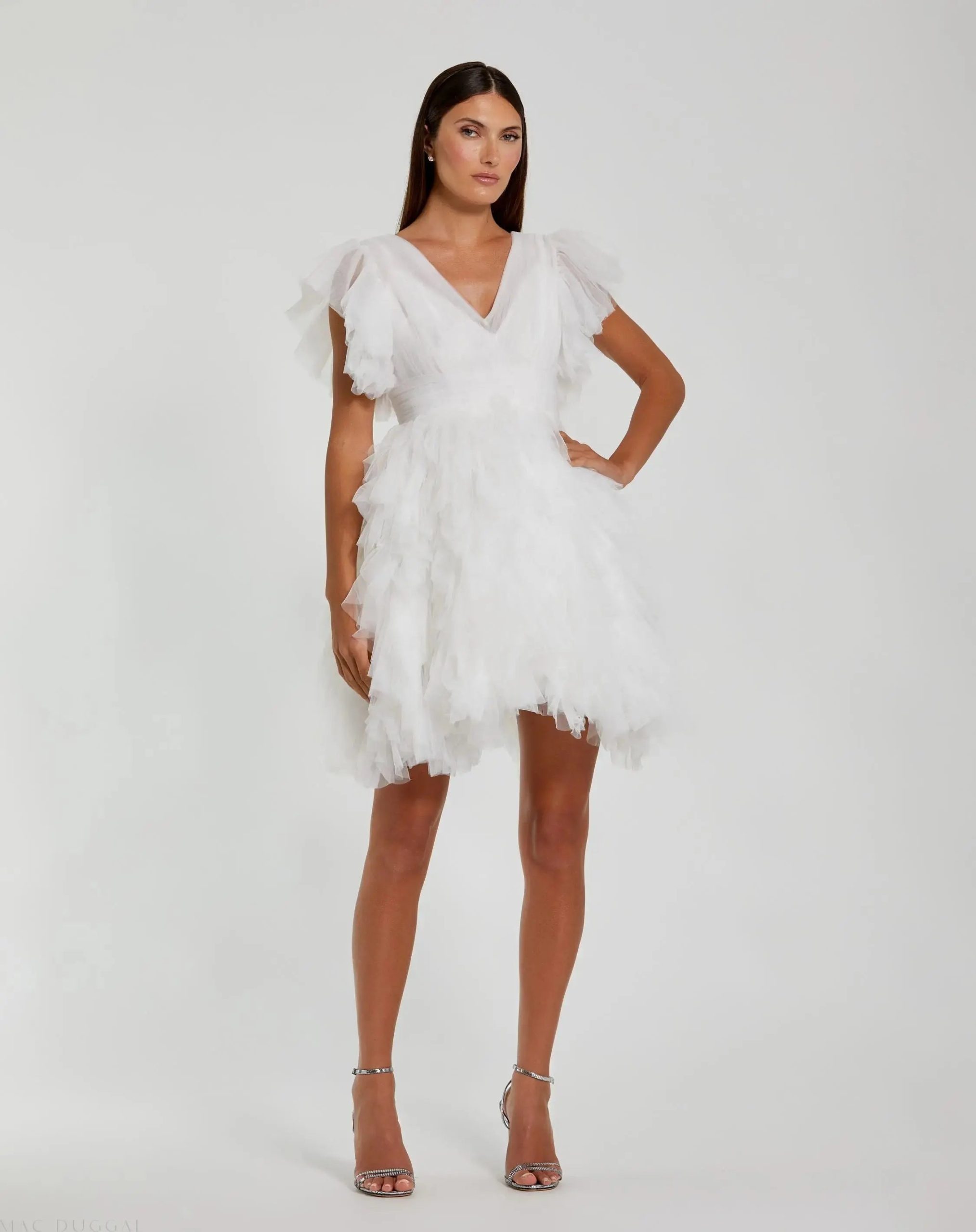 Flutter Ruffle Sleeve Tiered Dress - Image 2