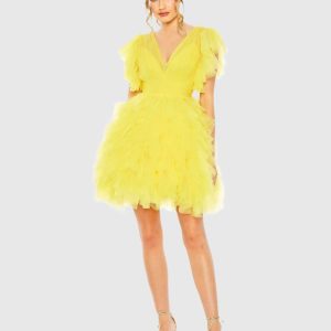 Flutter Ruffle Sleeve Tiered Dress