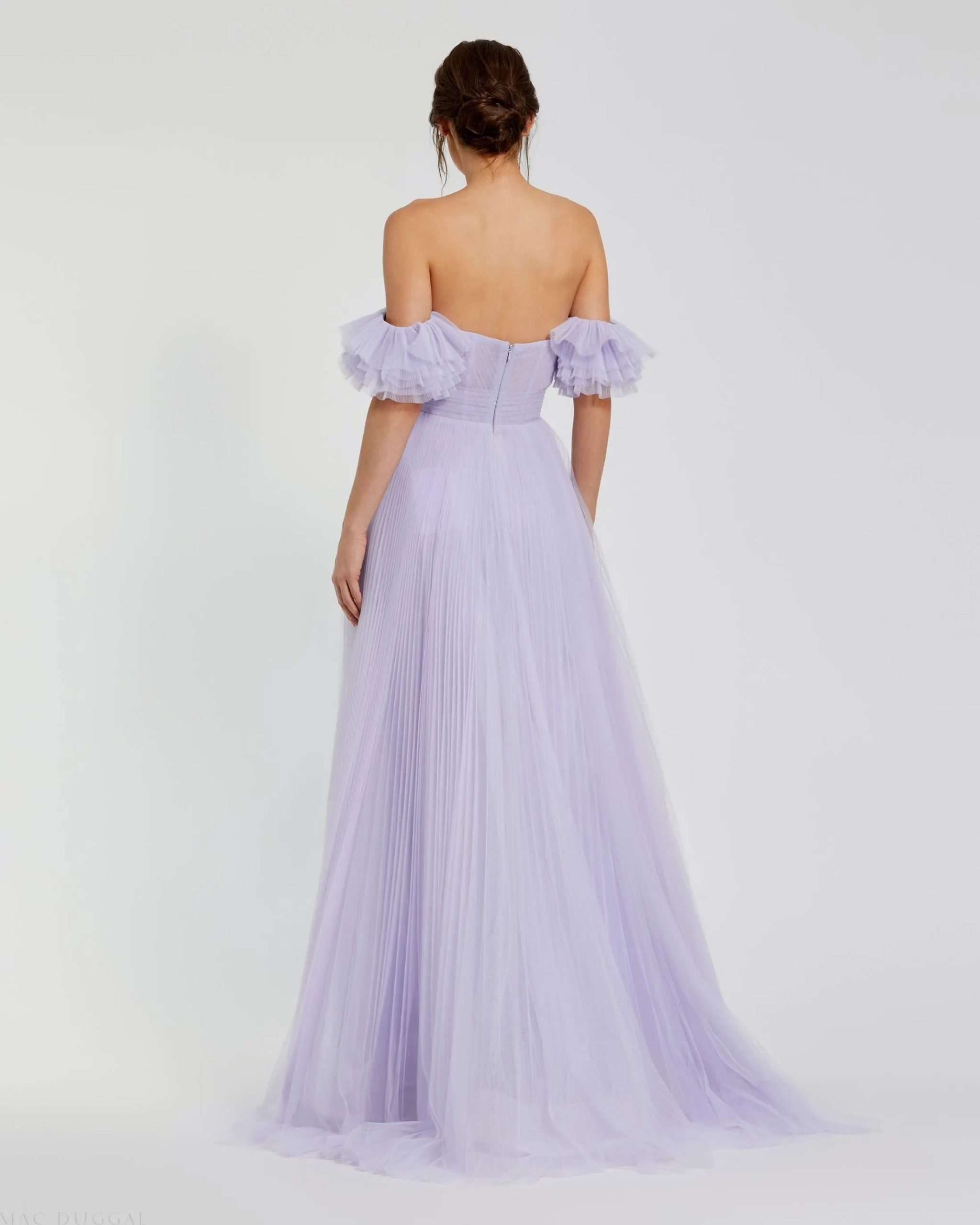 Purple Off The Shoulder Tulle A Line Gown - Image 3