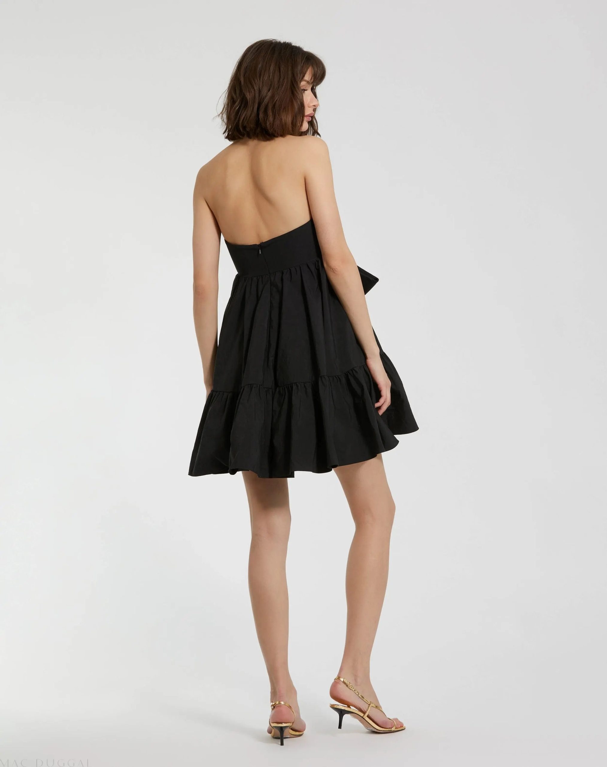 Black Faille Strapless Twist Bow Mini Dress - FINAL SALE - Image 4
