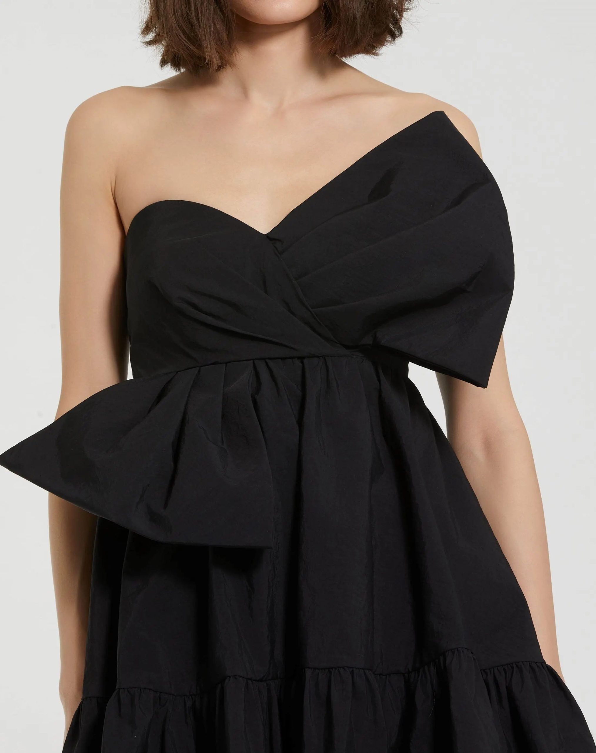 Black Faille Strapless Twist Bow Mini Dress - FINAL SALE - Image 3