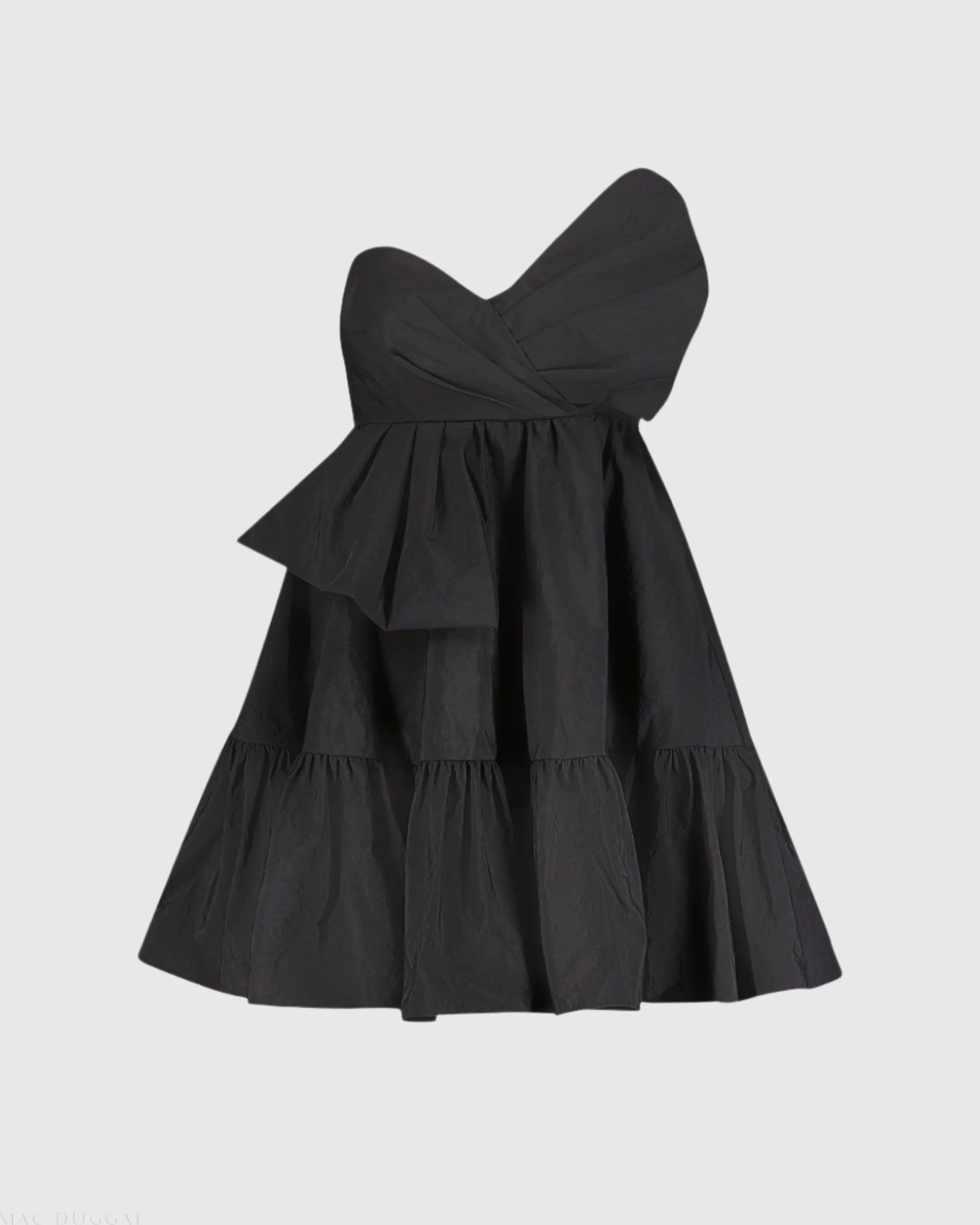 Black Faille Strapless Twist Bow Mini Dress - FINAL SALE - Image 2