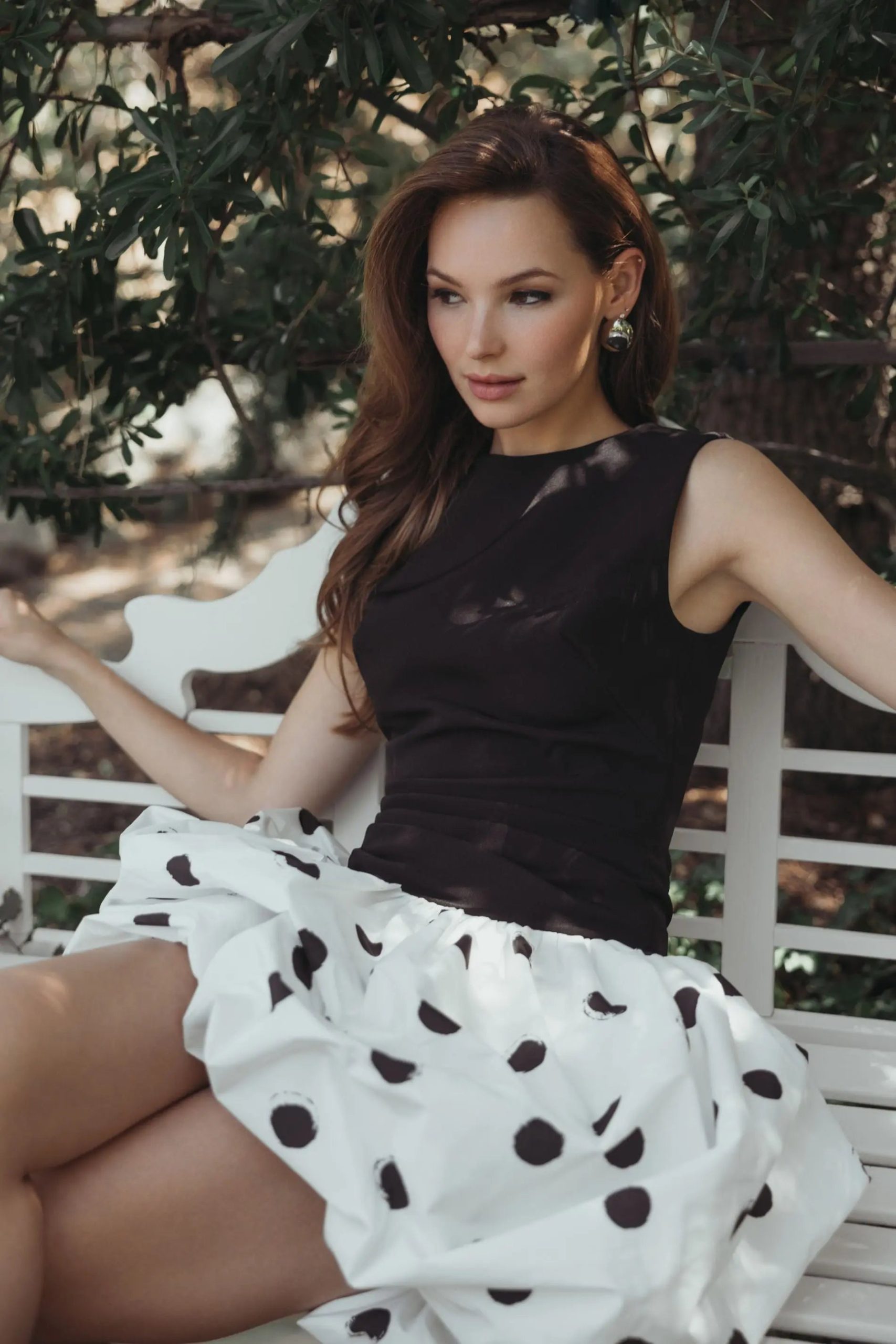 Black and White Polka Dot Bubble Skirt Mini Dress - Image 5