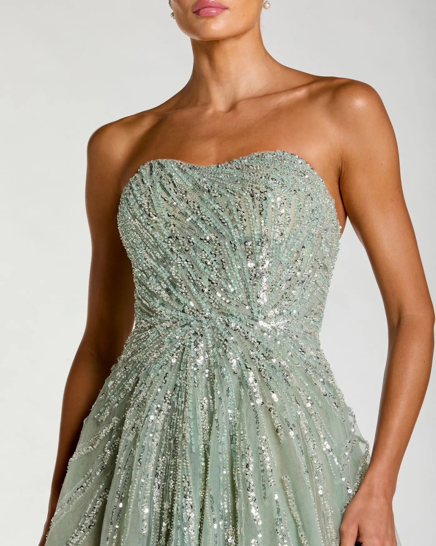 Green Embellished Strapless Sweetheart Ball Gown - Image 2