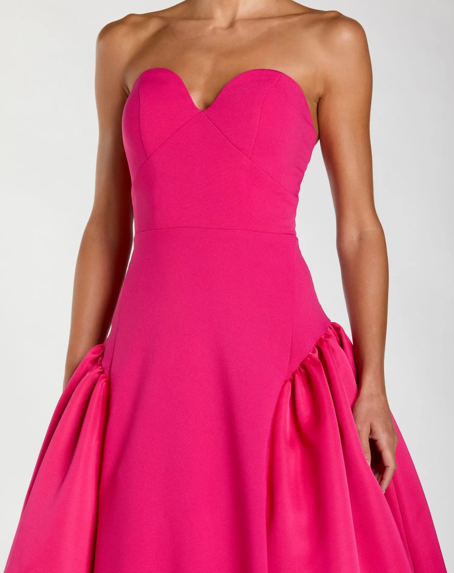 Pink Strapless Crepe Ball Gown With Satin Skirt - Image 2