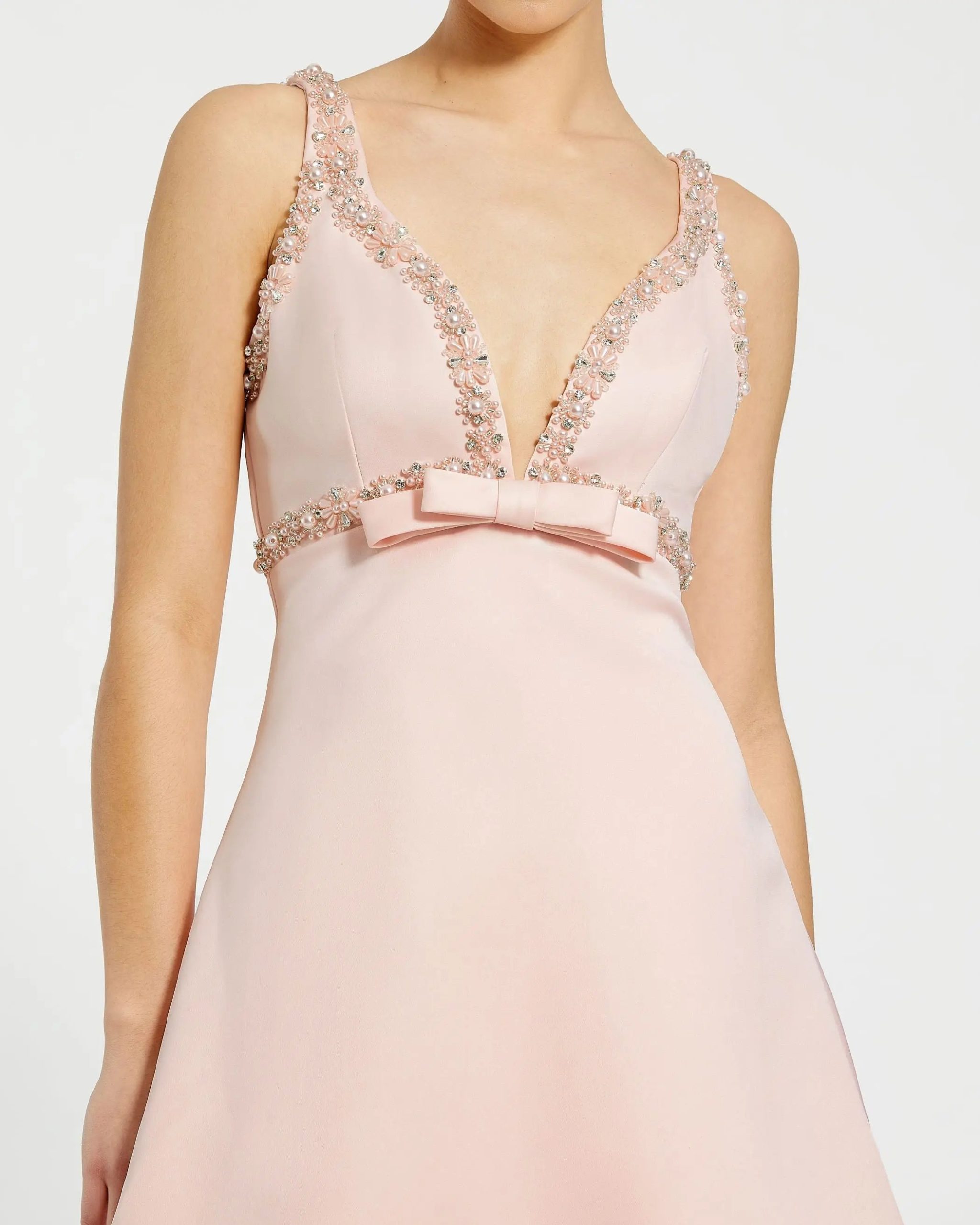 Pink Hand Beaded Detail A-Line Mini Dress - Image 2