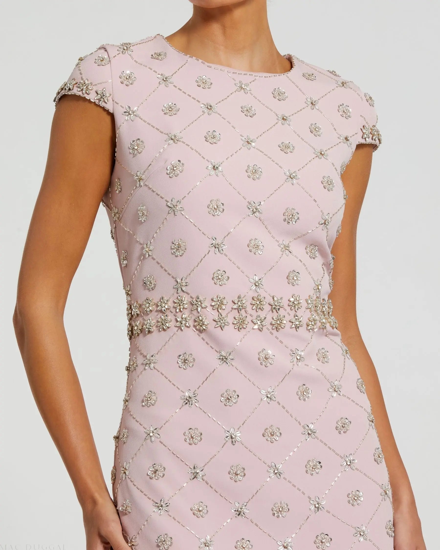 Pink Hand Embellished High Neck Midi Dress - Image 2