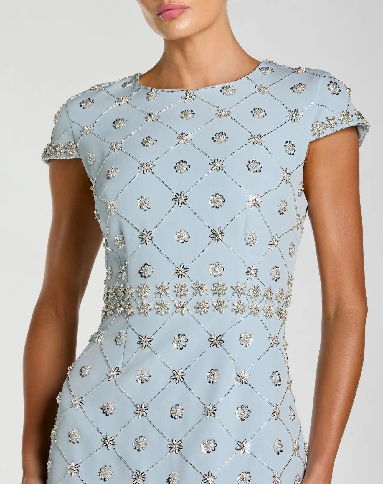 Blue Hand Embellished High Neck Midi Dress - Image 2