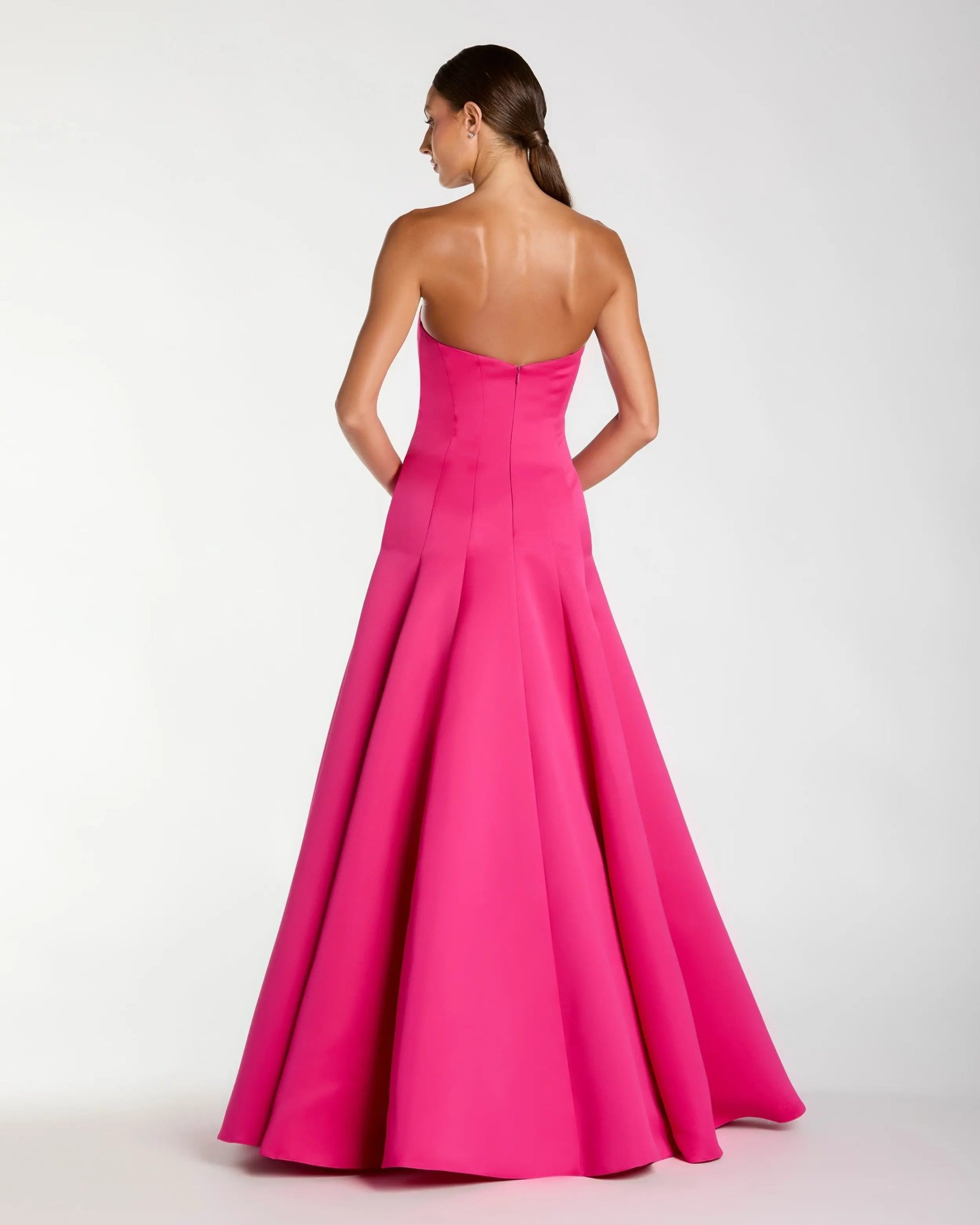 Pink Strapless Rosette Corset Ball Gown - Image 3