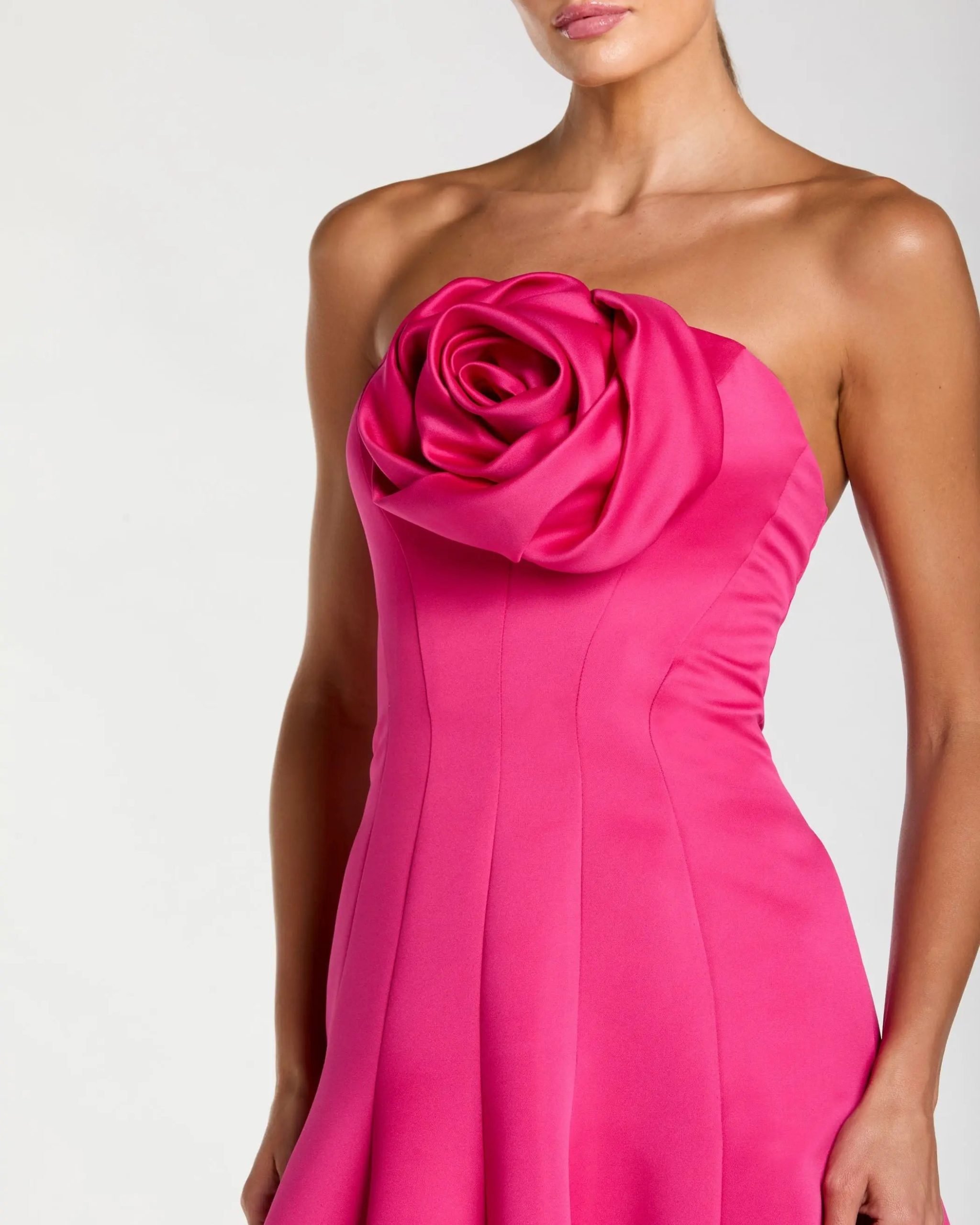 Pink Strapless Rosette Corset Ball Gown - Image 2