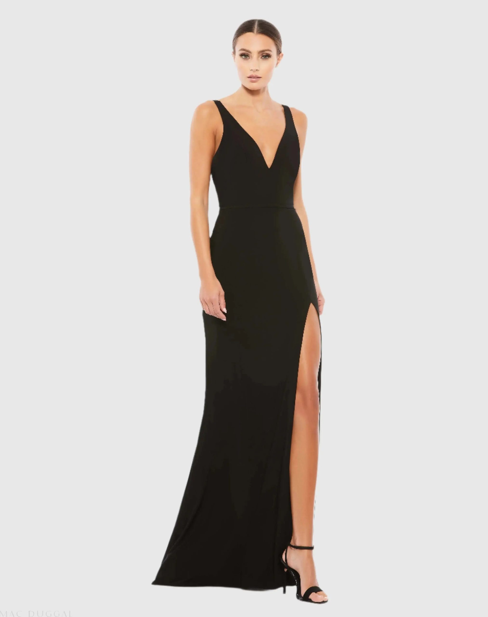 Plunge Neck High Slit Gown - Image 2