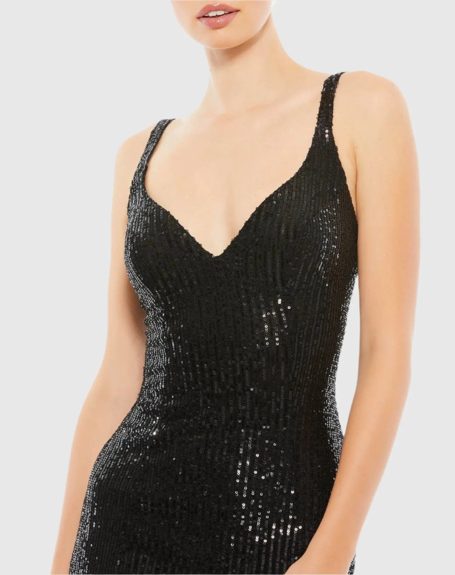 Black Fully Sequined Scoop Back Gown - Image 2