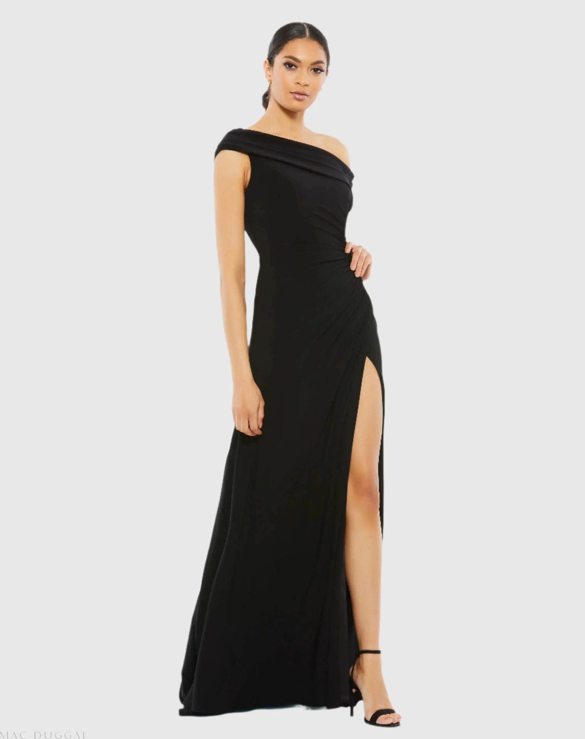 Foldover Off-the-Shoulder Slit Gown - Image 6