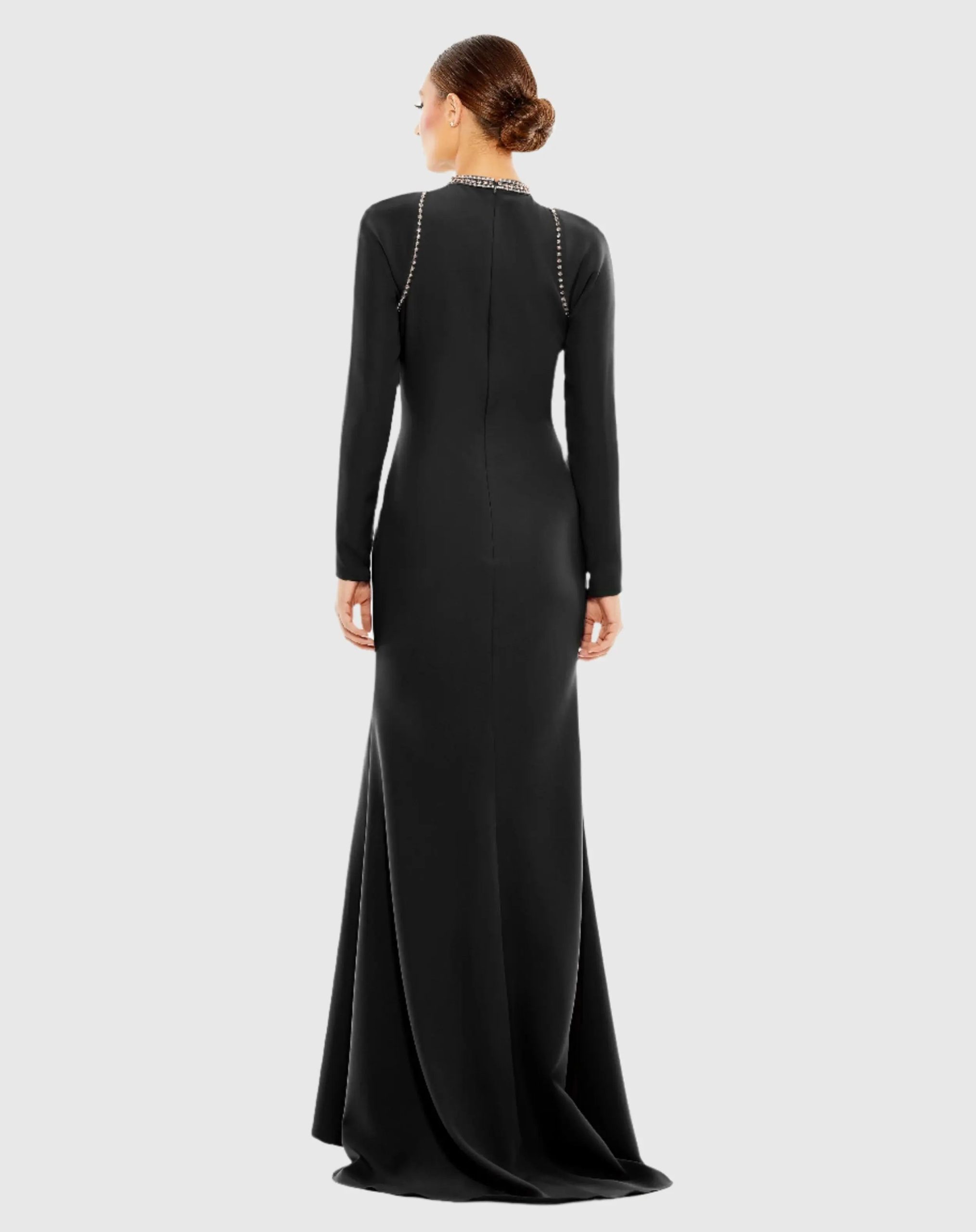 Black Raglan Long Sleeve High Neck Gown - Image 3