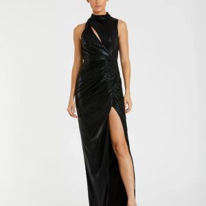 Black High Neck Sleeveless Gown