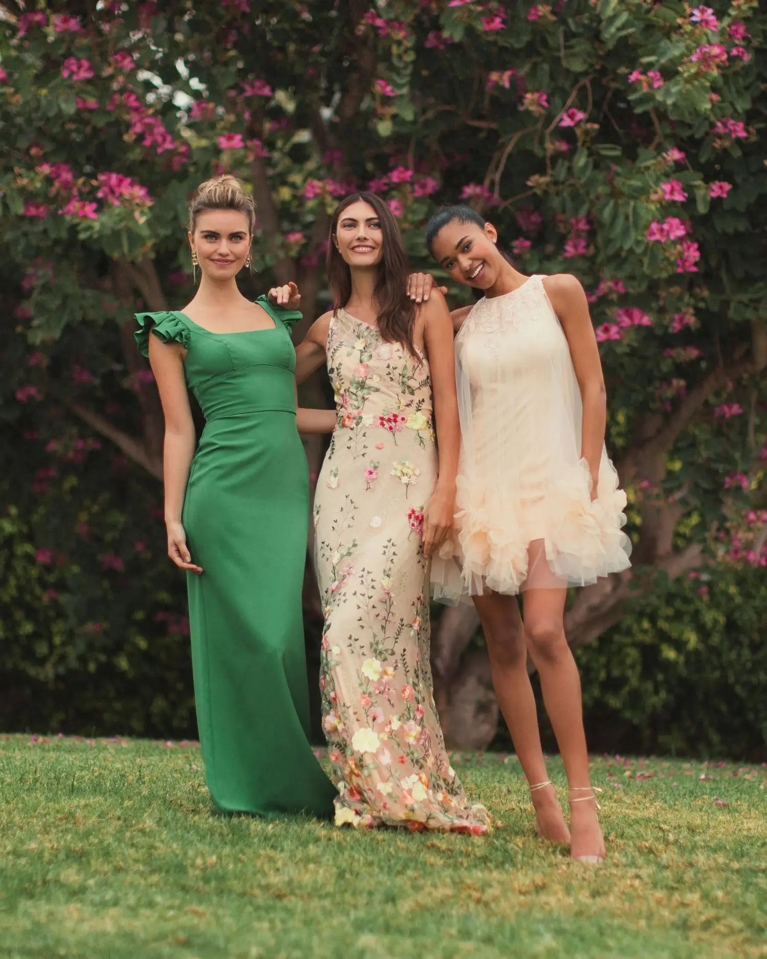 Green Ruffle Cap Sleeve Open Back Column Gown - Image 7
