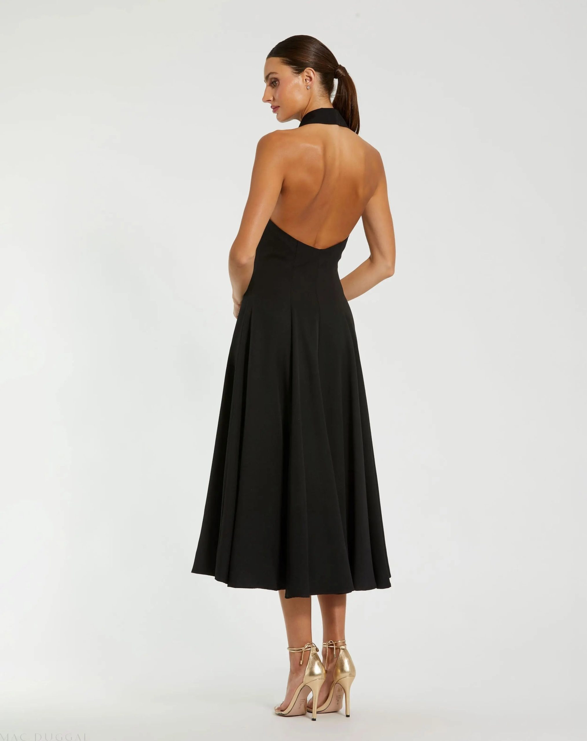 Black Halter Neck Sleeveless Blazer Midi Dress - Image 3