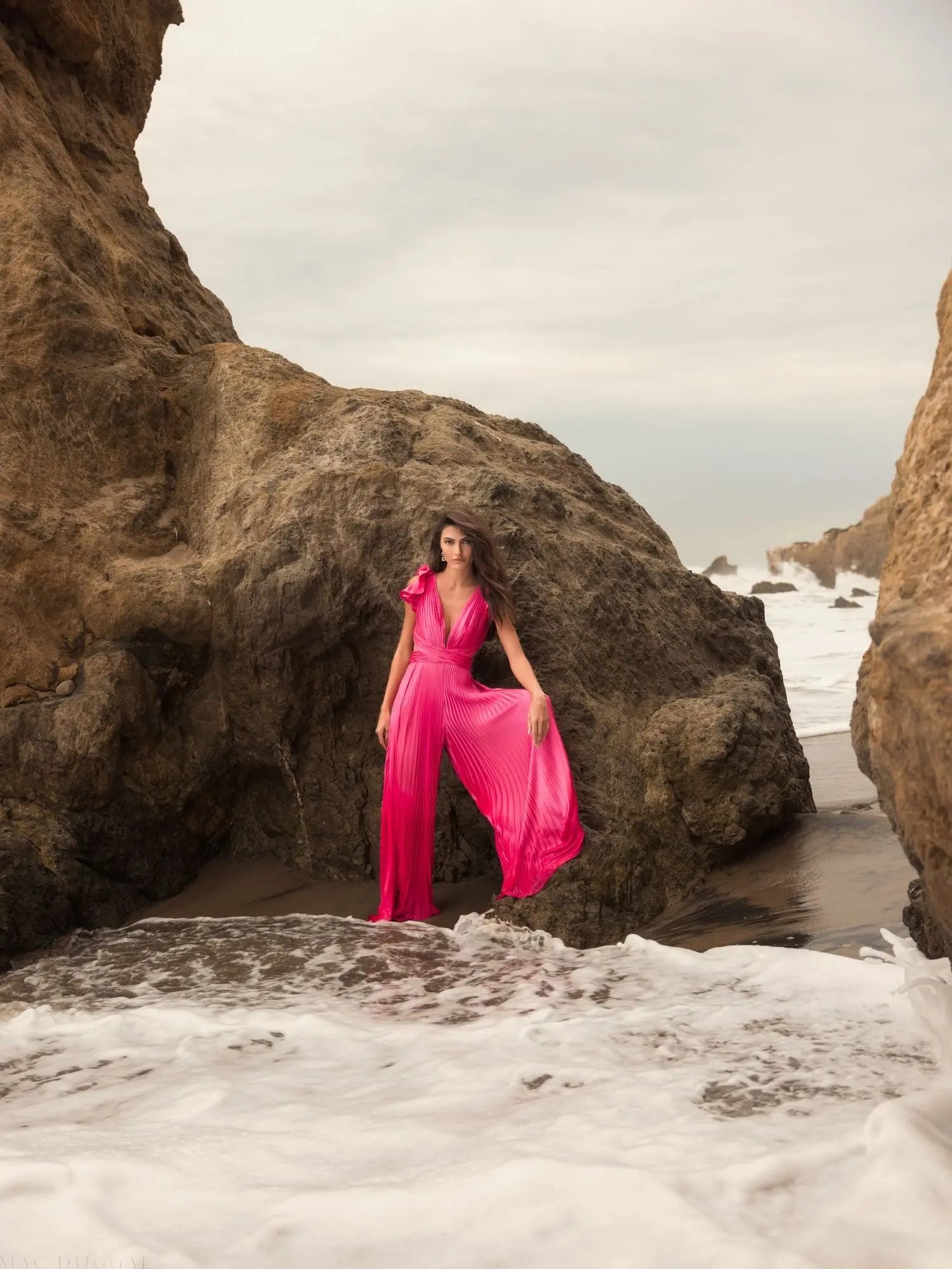 Pink Ruffle Cap Sleeve Cutout Heat Pleated Jumpsuit - Image 4