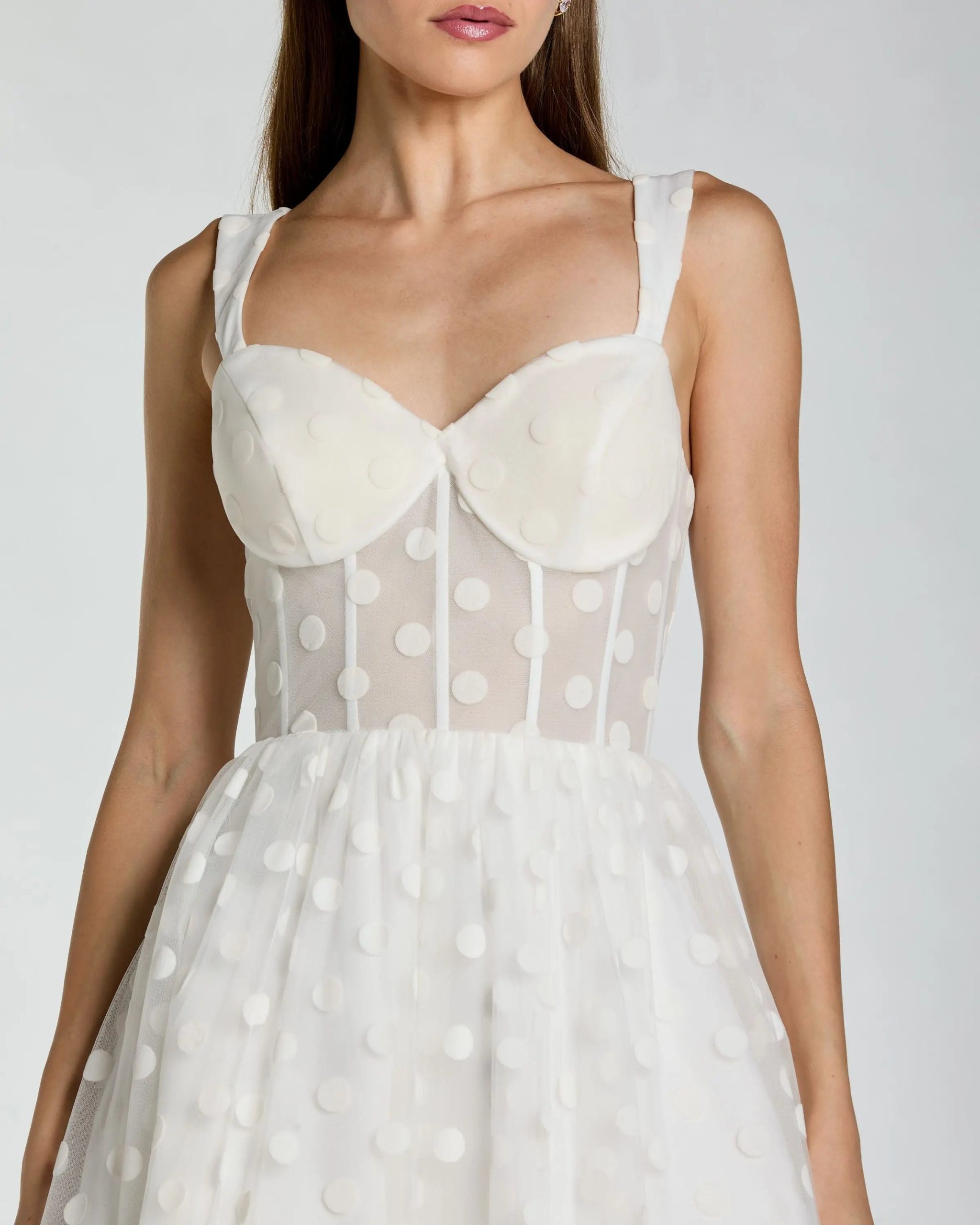White Polka Dot Tulle A-Line Midi Dress - Image 2