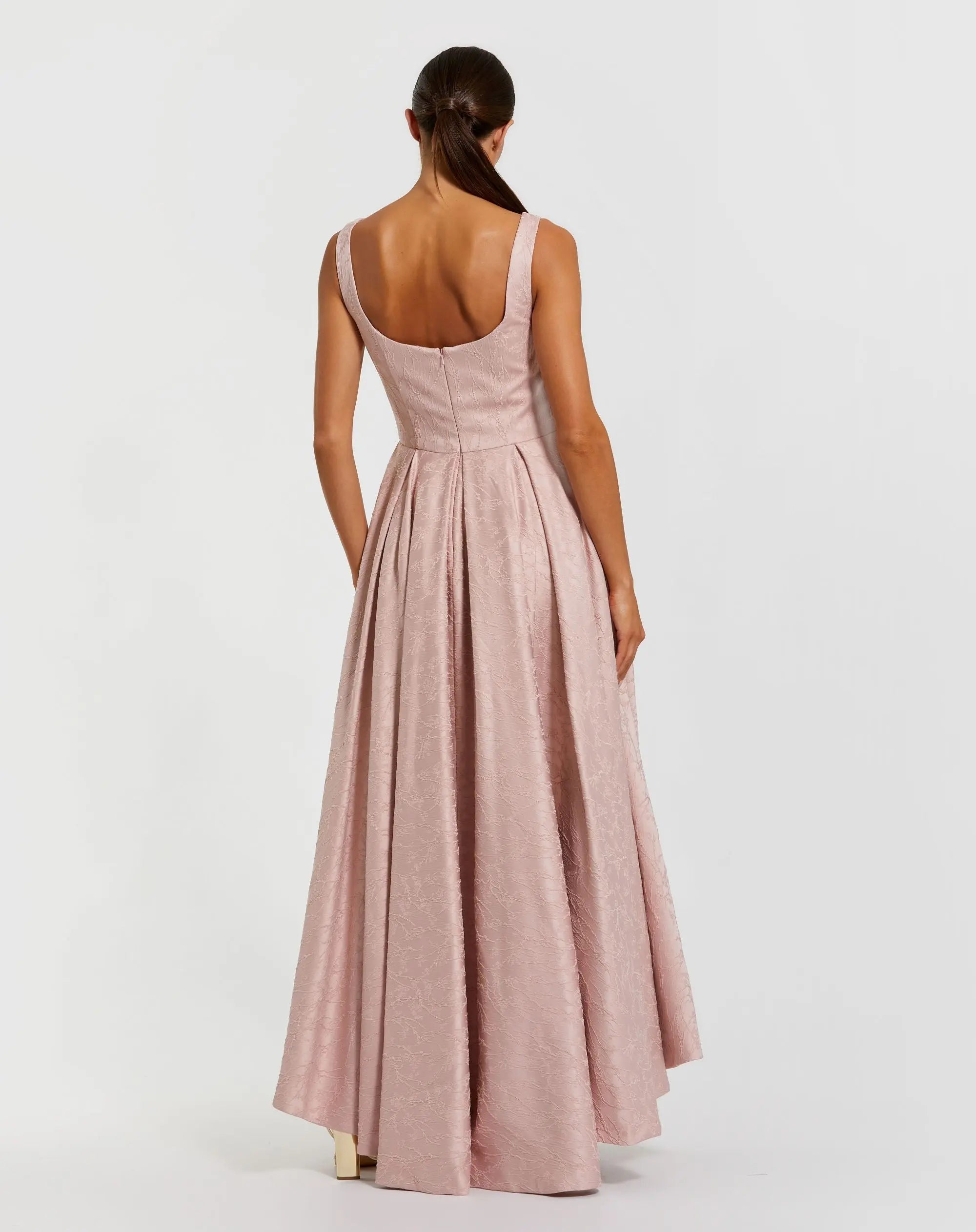 Pink Sleeveless Square Neck High Low Gown - Image 3
