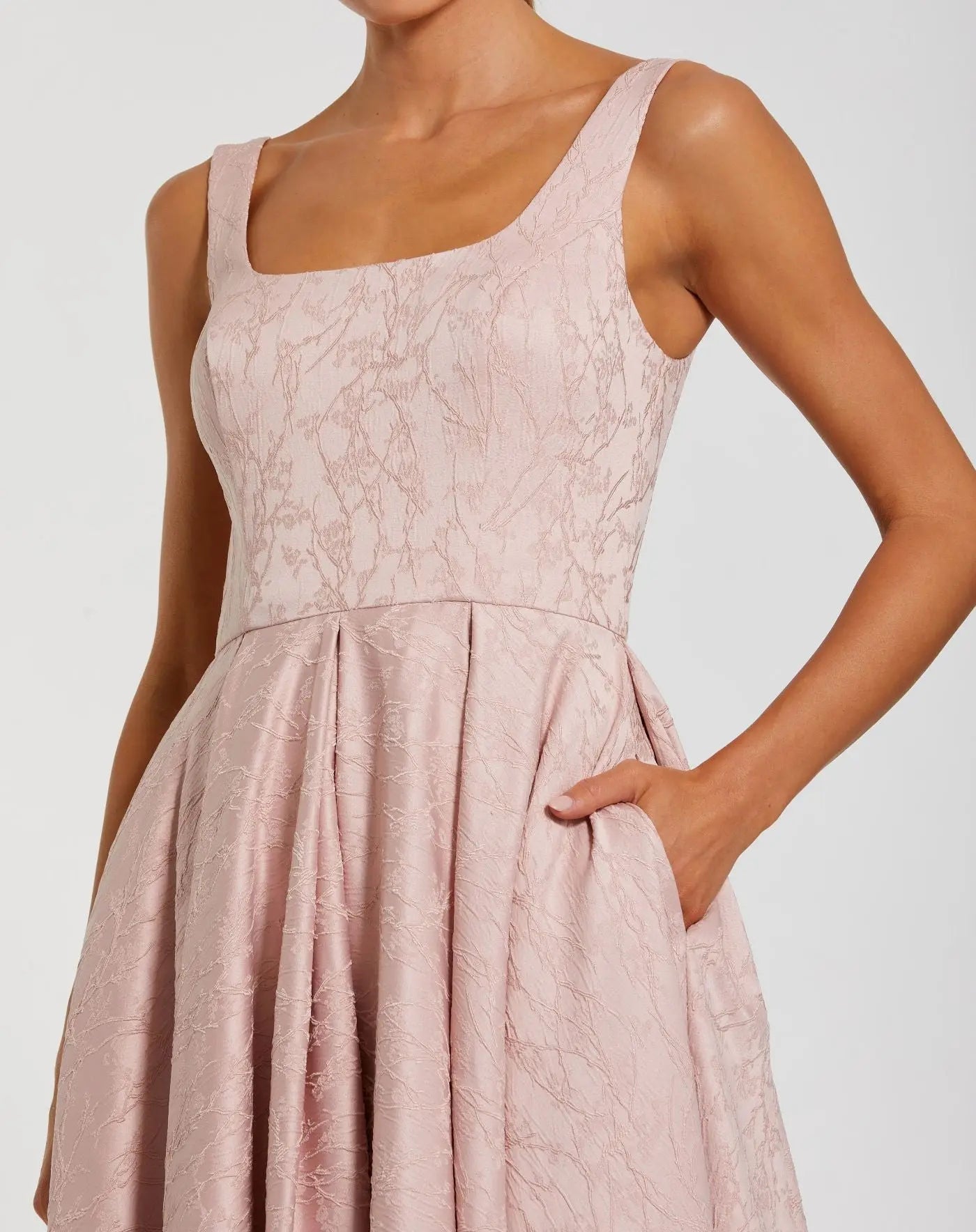 Pink Sleeveless Square Neck High Low Gown - Image 2