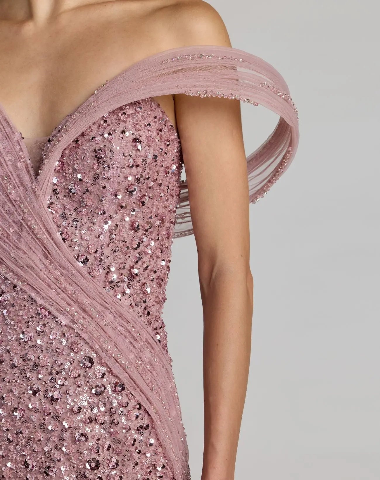 Pink Embellished Strapless Gown With Sculptural Drape - Image 5