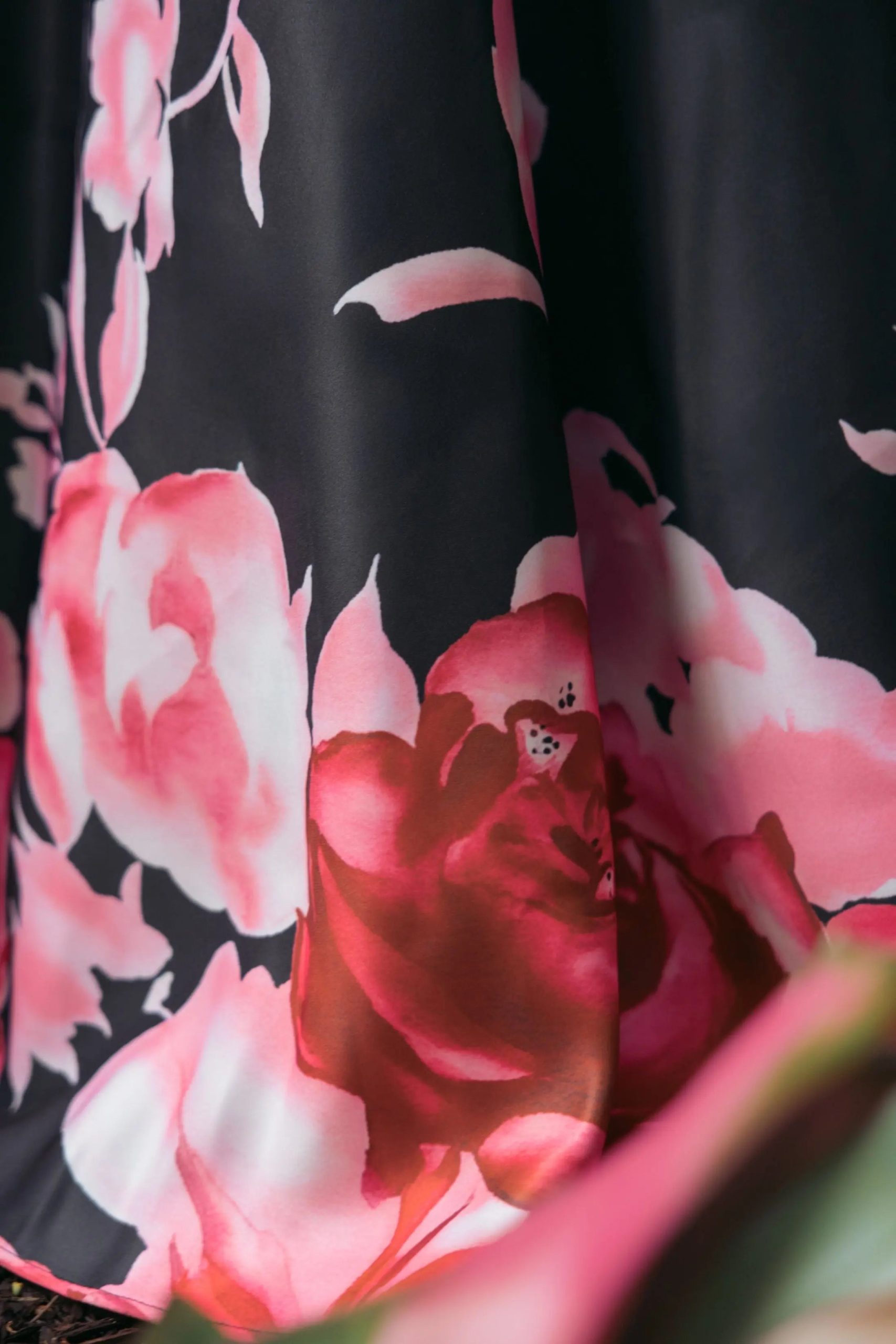 Black Square Neck Floral Print Ball Gown - Image 5