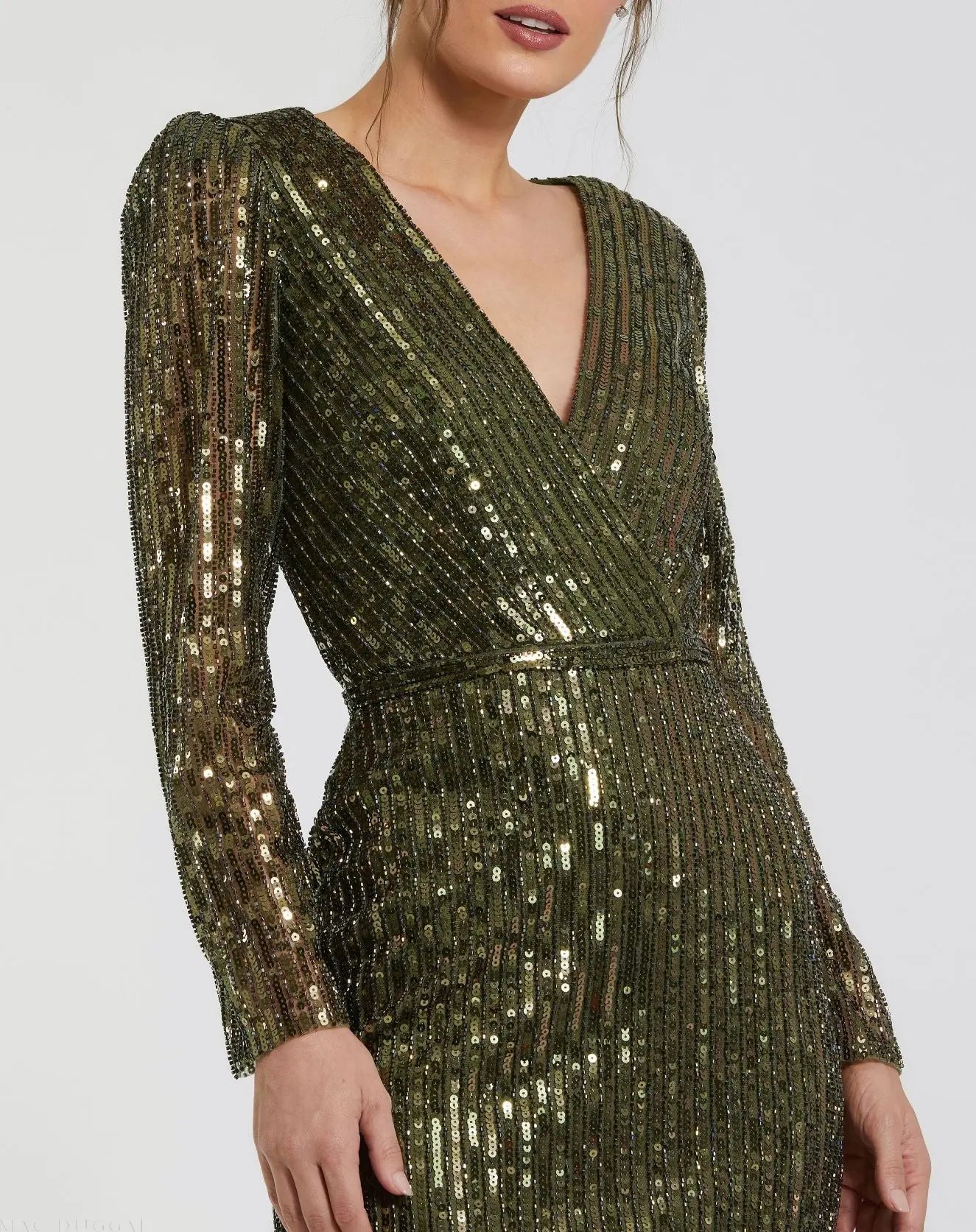Green Long Sleeve Sequined Mini Dress - FINAL SALE - Image 2