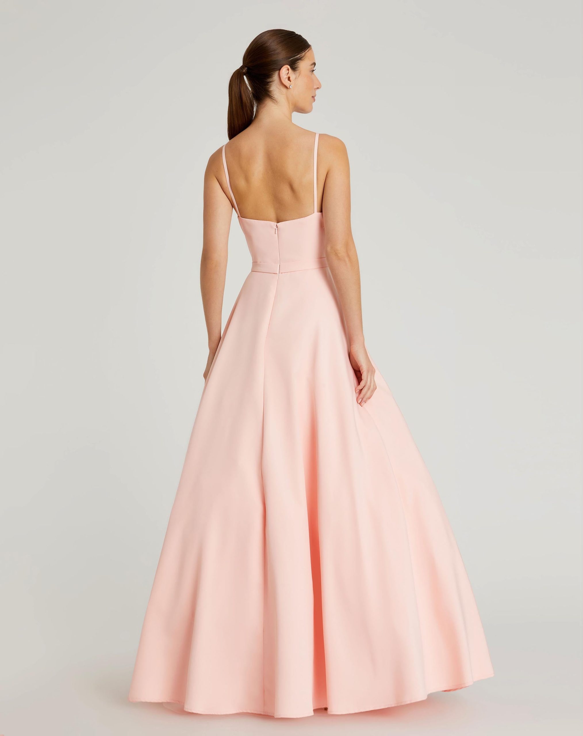 Pink Classic A-Line V-Neck Ball Gown - Image 3