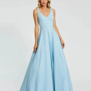 Blue Classic Sleeveless A-Line Ballgown with Pockets