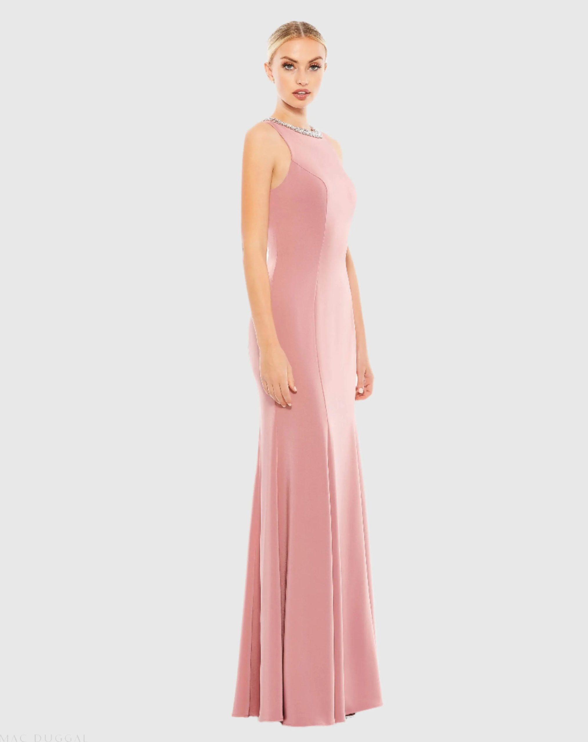 Pink Embellished Neck Trumpet Gown - Image 3