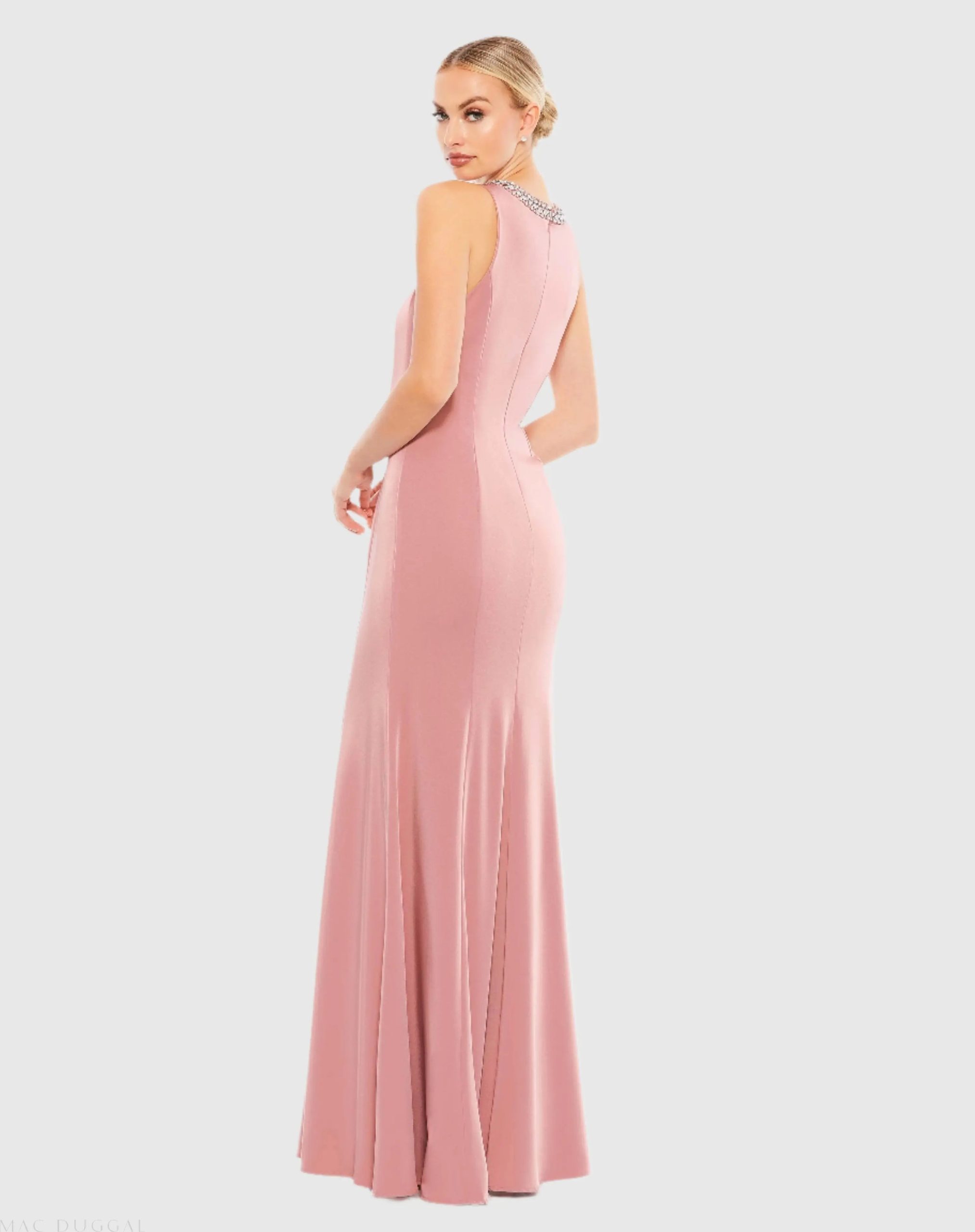 Pink Embellished Neck Trumpet Gown - Image 4