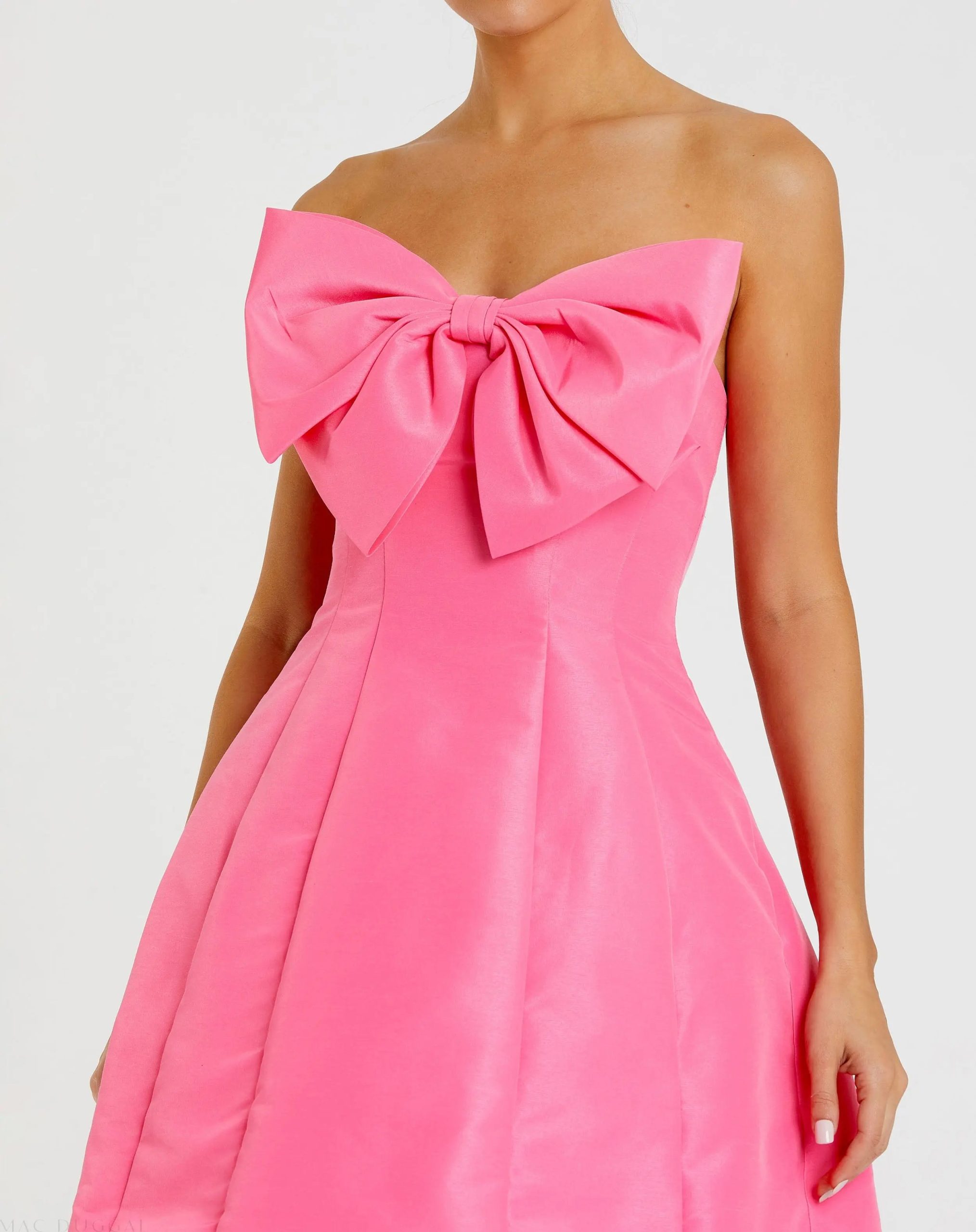 Pink Strapless Oversized Bow Fit & Flare Mini Dress - Image 2