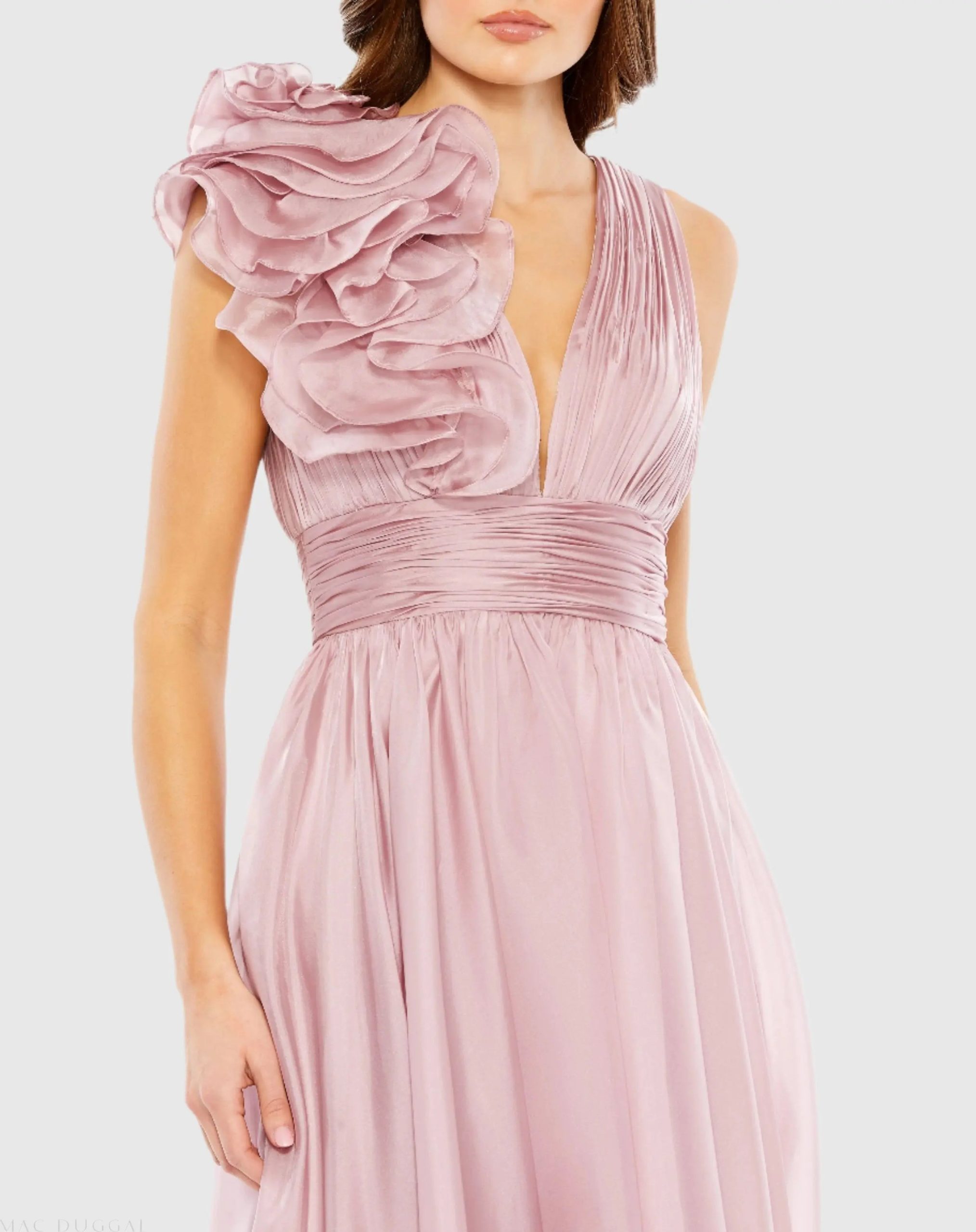 Pink Sleeveless Chiffon A-Line Tea Length Cocktail Dress - Image 2