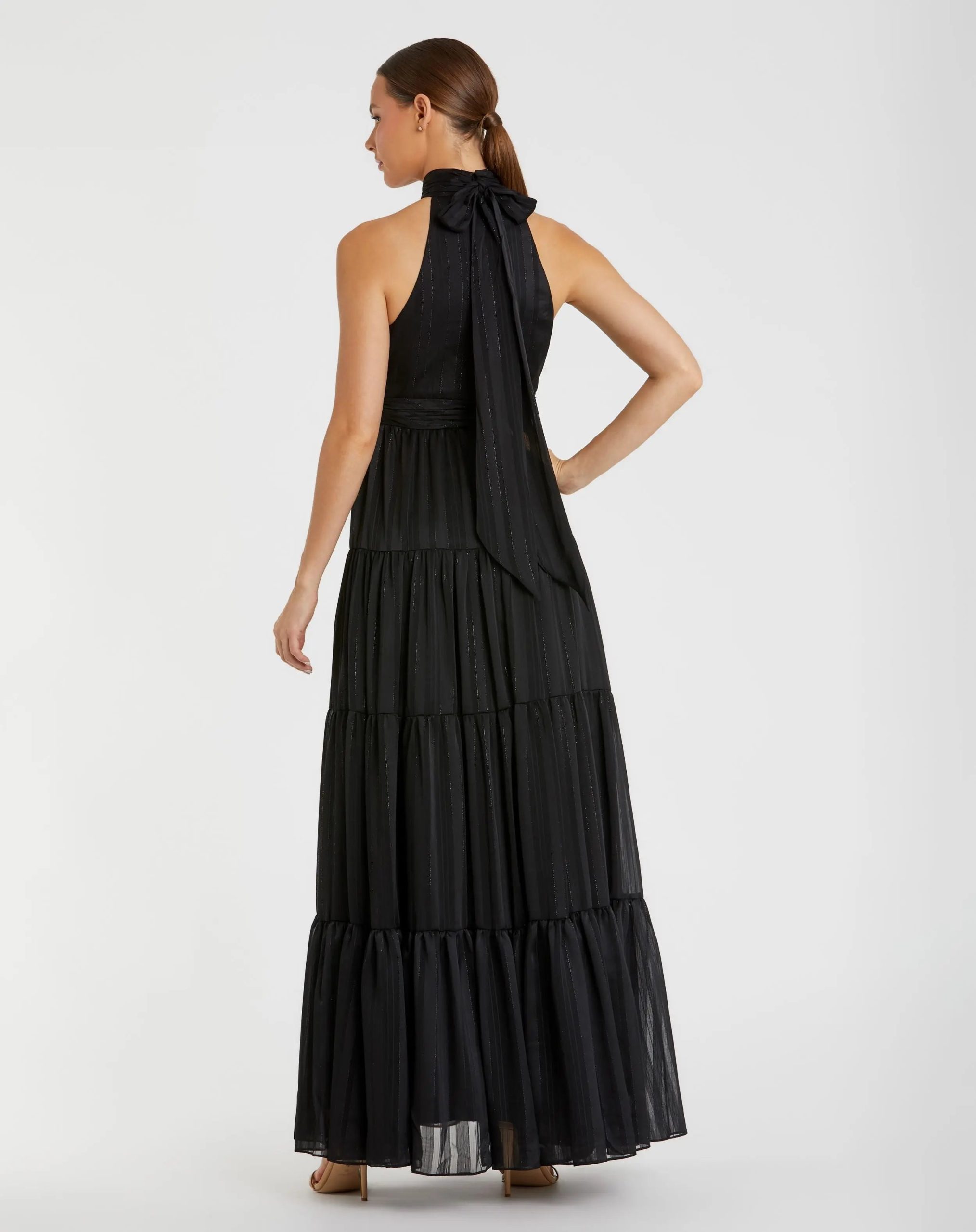 Black Tie Halter Neck Tiered Gown - Image 3