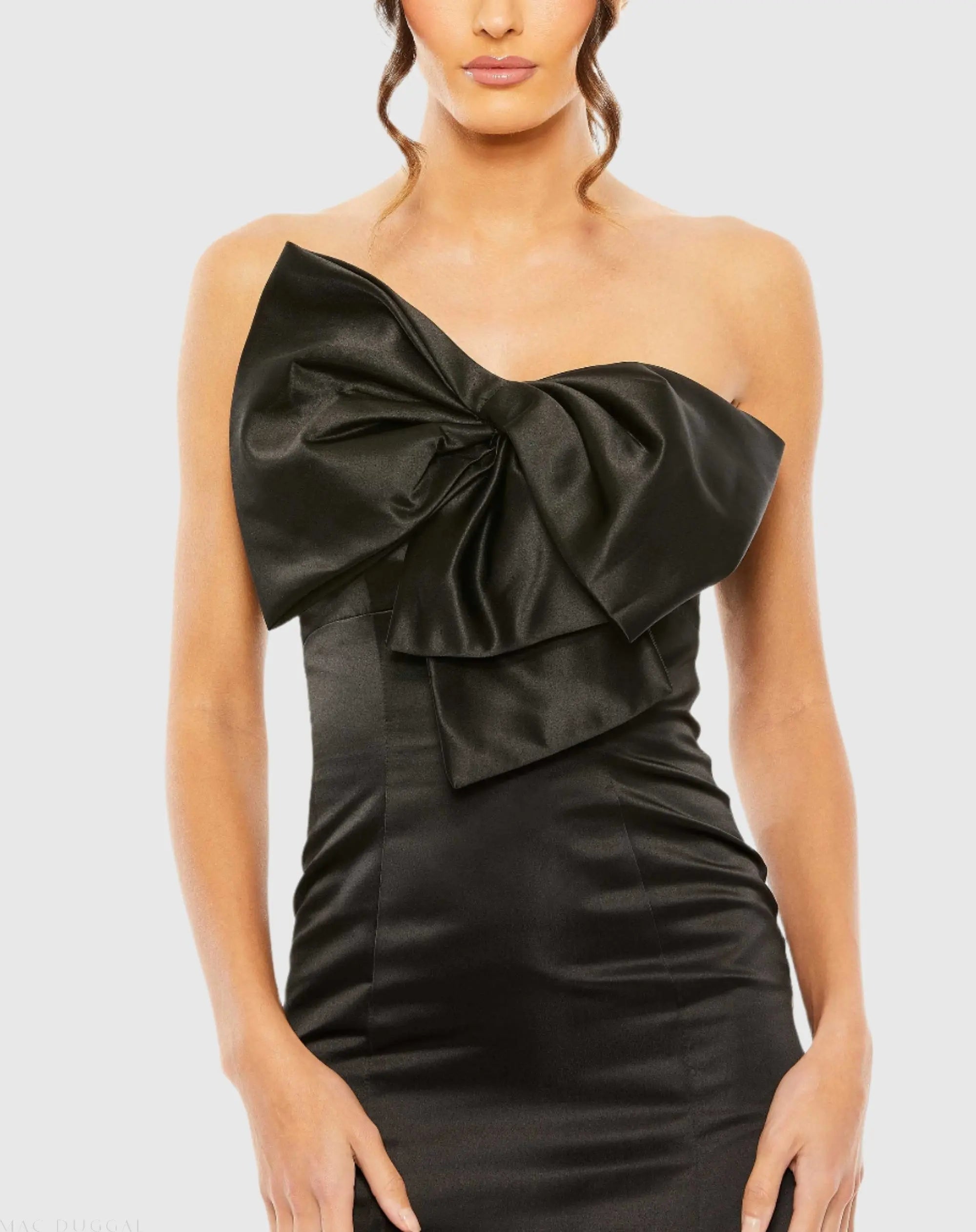 Black Strapless Bow Mermaid Gown - Image 2